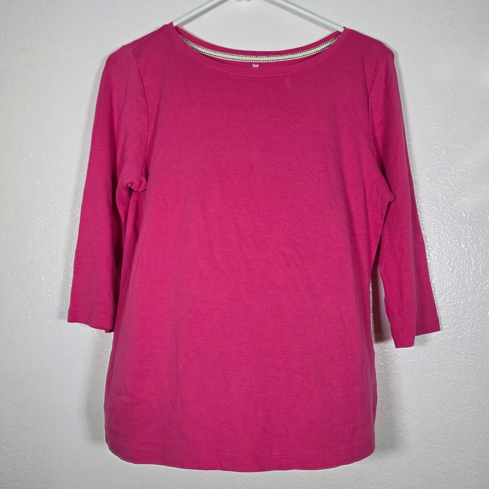 Talbots Pima Cotton 3/4 Sleeve Knit Top Pink Women’s Petite L